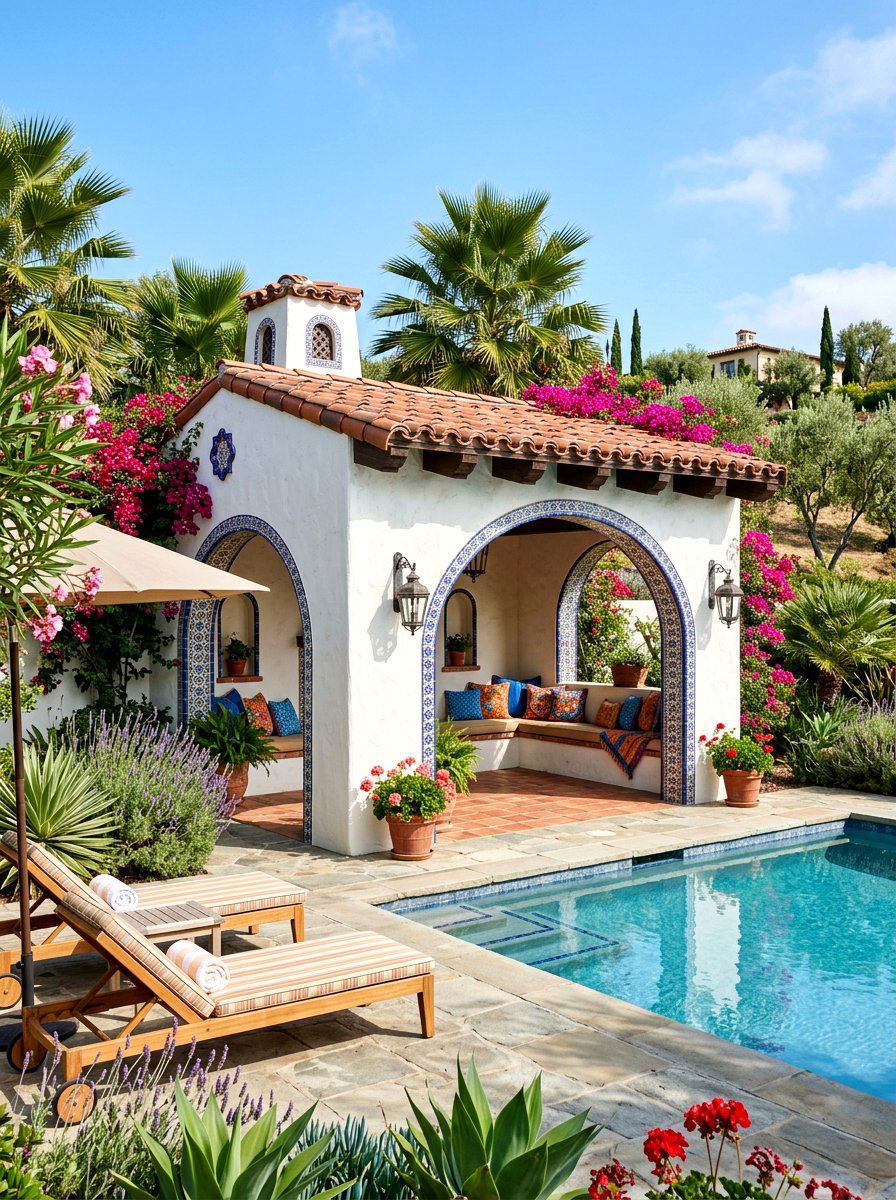 Spanish Style Pool Cabana - 30 pool cabana ideas