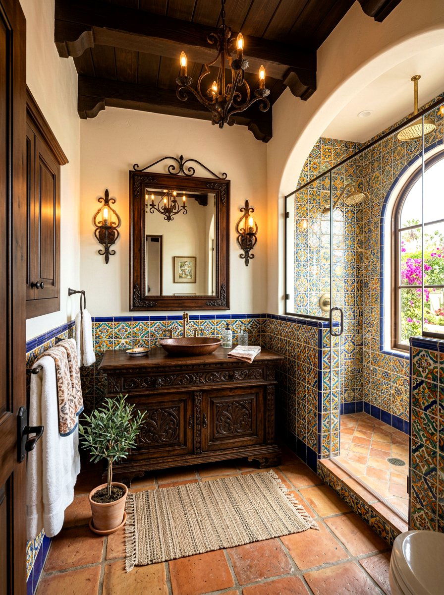 Spanish Style Tile Bathroom - 30 floor to ceiling tile bathroom ideas
