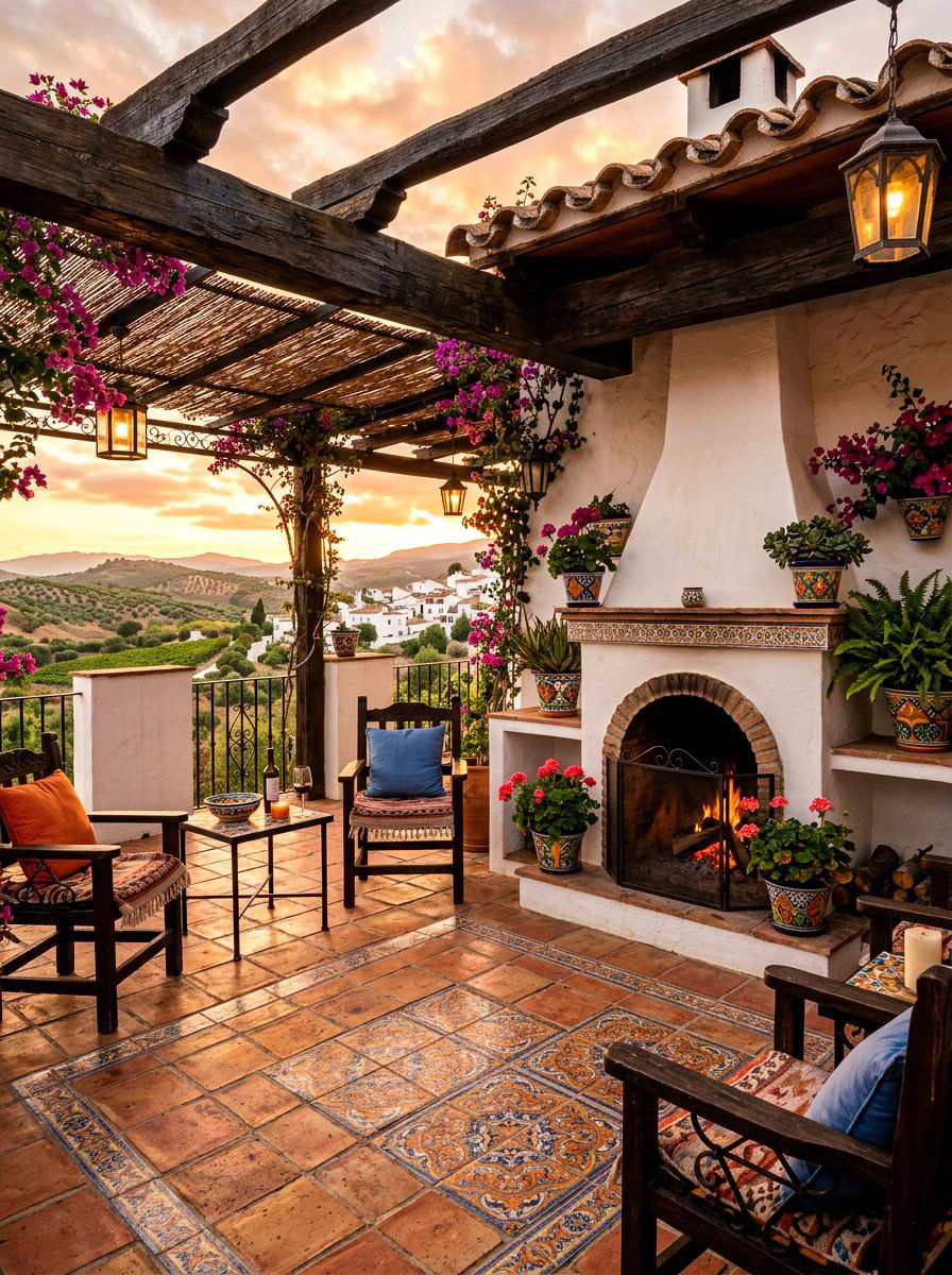Spanish style terracotta terrace - 30 terracotta patio ideas