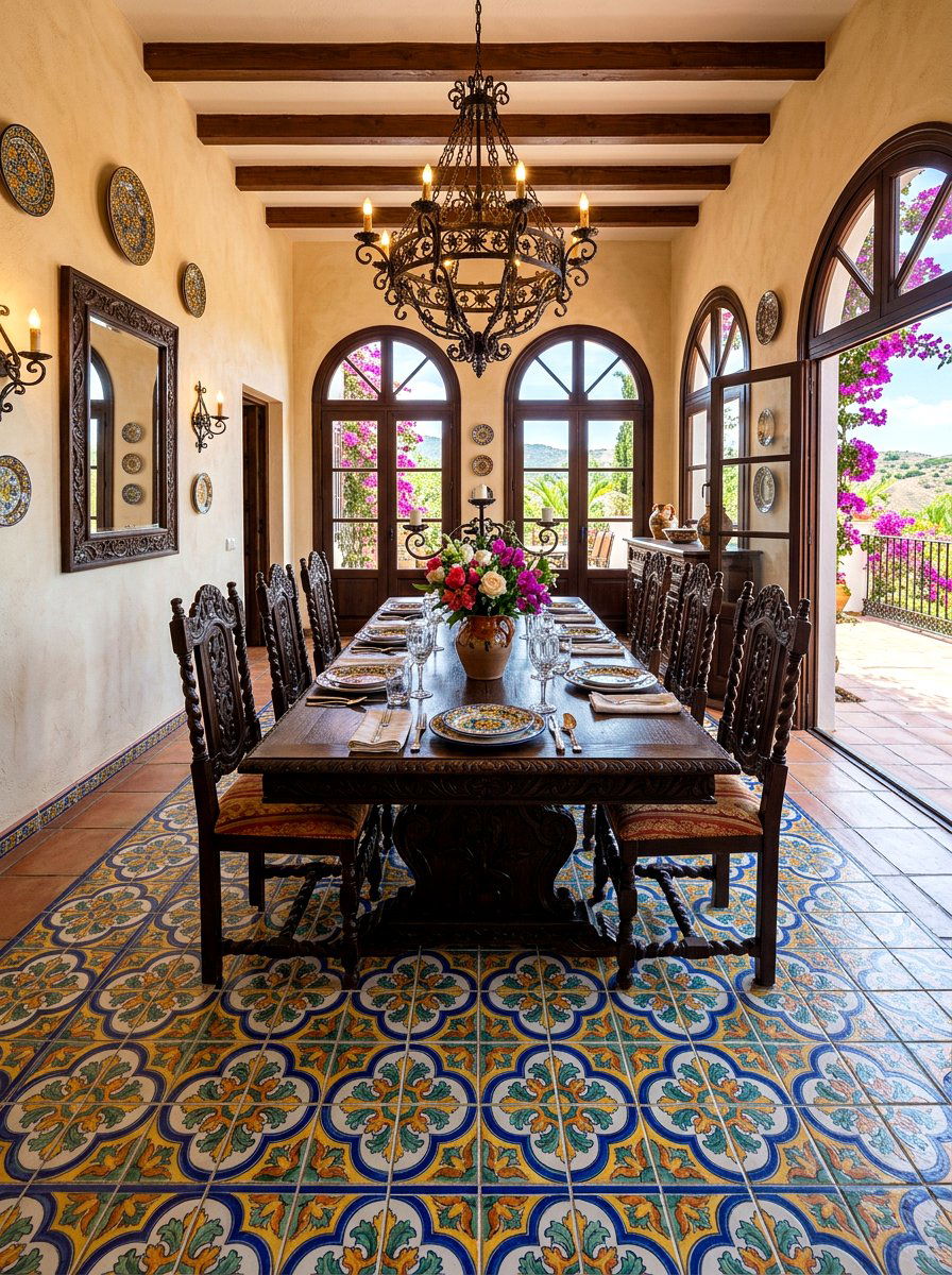 Spanish style villa dining - 30 villa dining room ideas