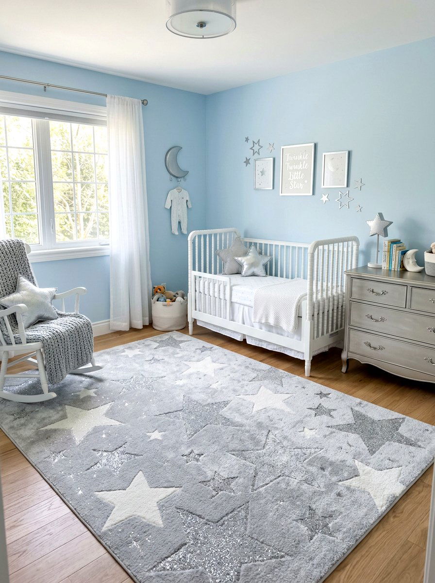 Sparkly Star Nursery Rug - 30 celestial nursery ideas