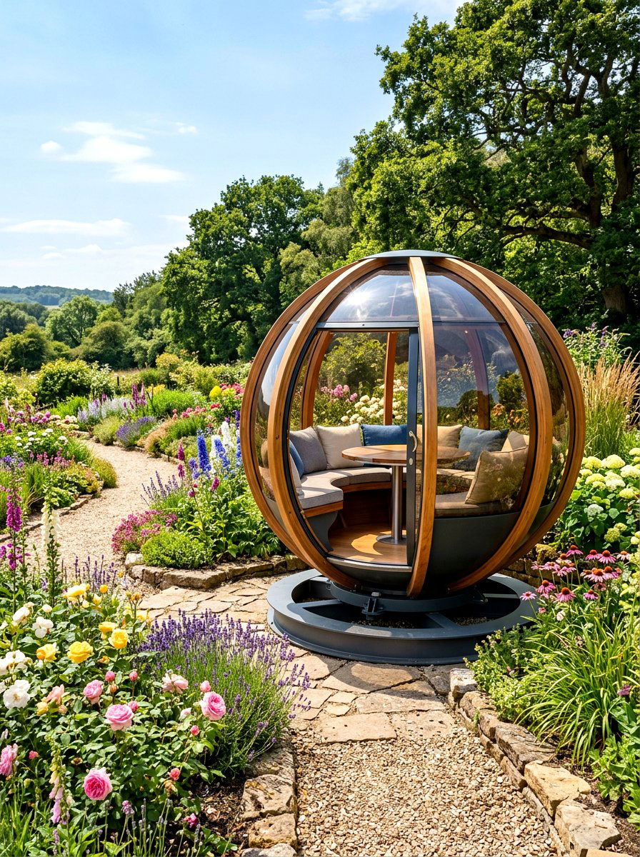 Spherical Garden Pod - 30 hidden garden room backyard ideas