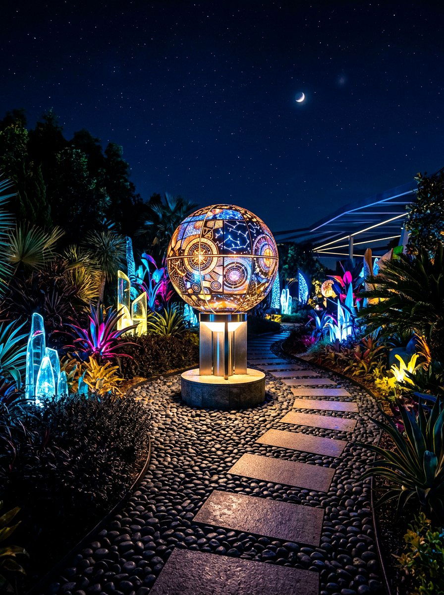 Spherical Globe Lantern - 30 lantern pathway ideas