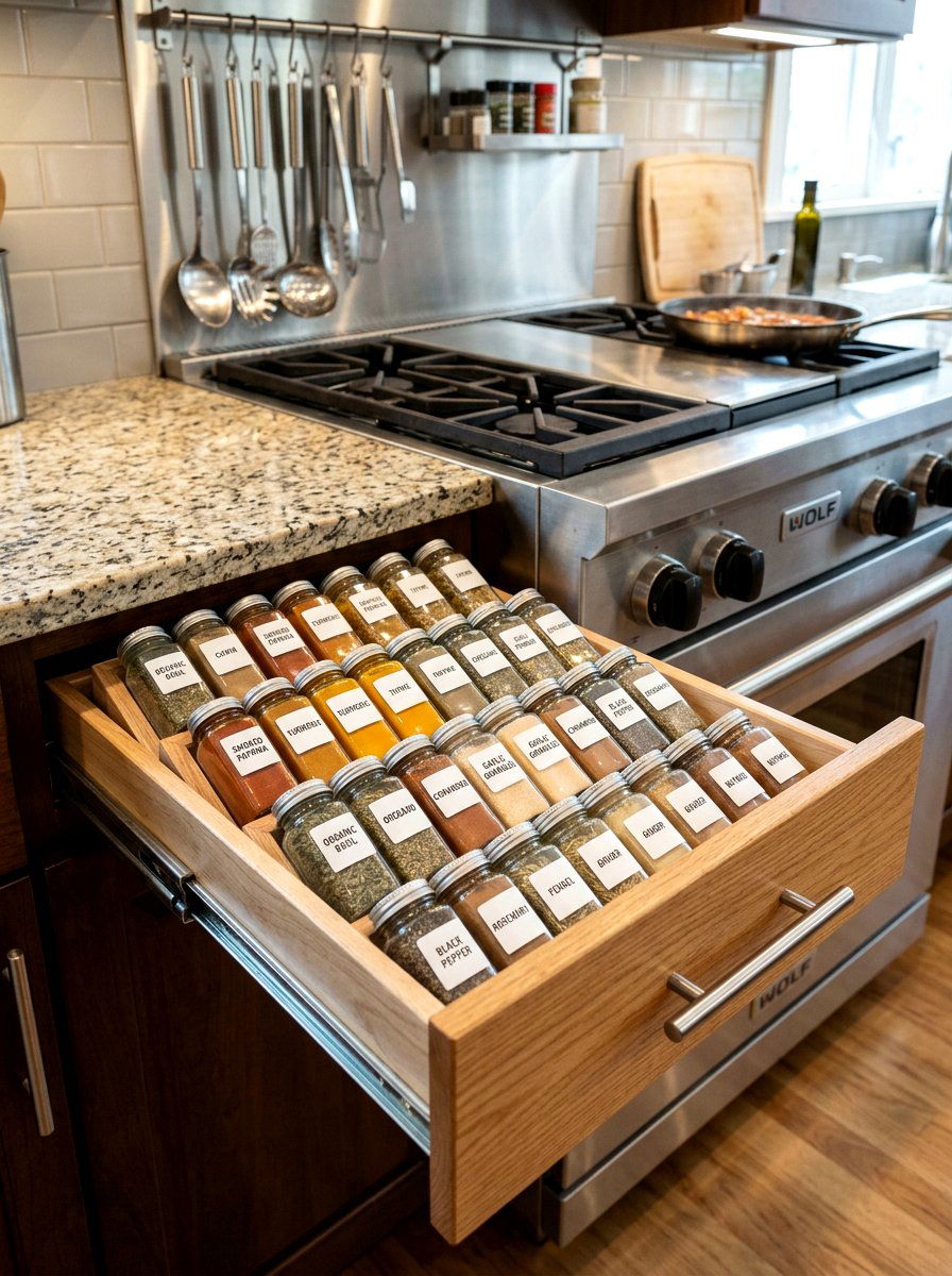 Spice Drawer Insert - 30 kitchen storage ideas