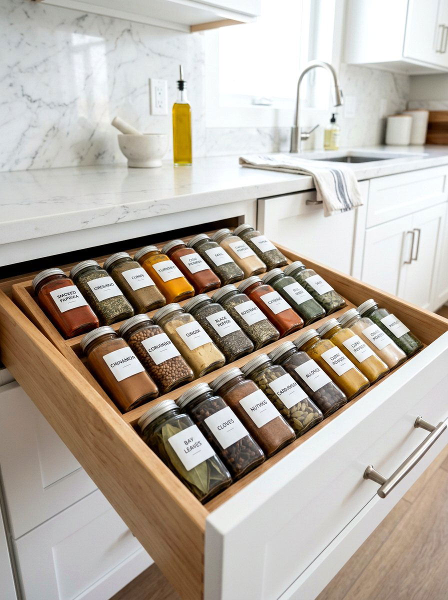 Spice Jar Drawer Rack - 30 kitchen drawer divider ideas