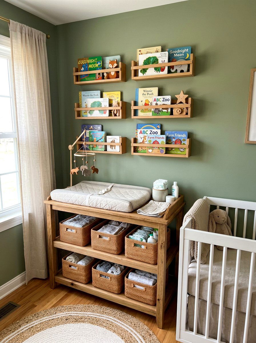 Spice Rack Bookshelves Nursery - 30 nursery library wall ideas
