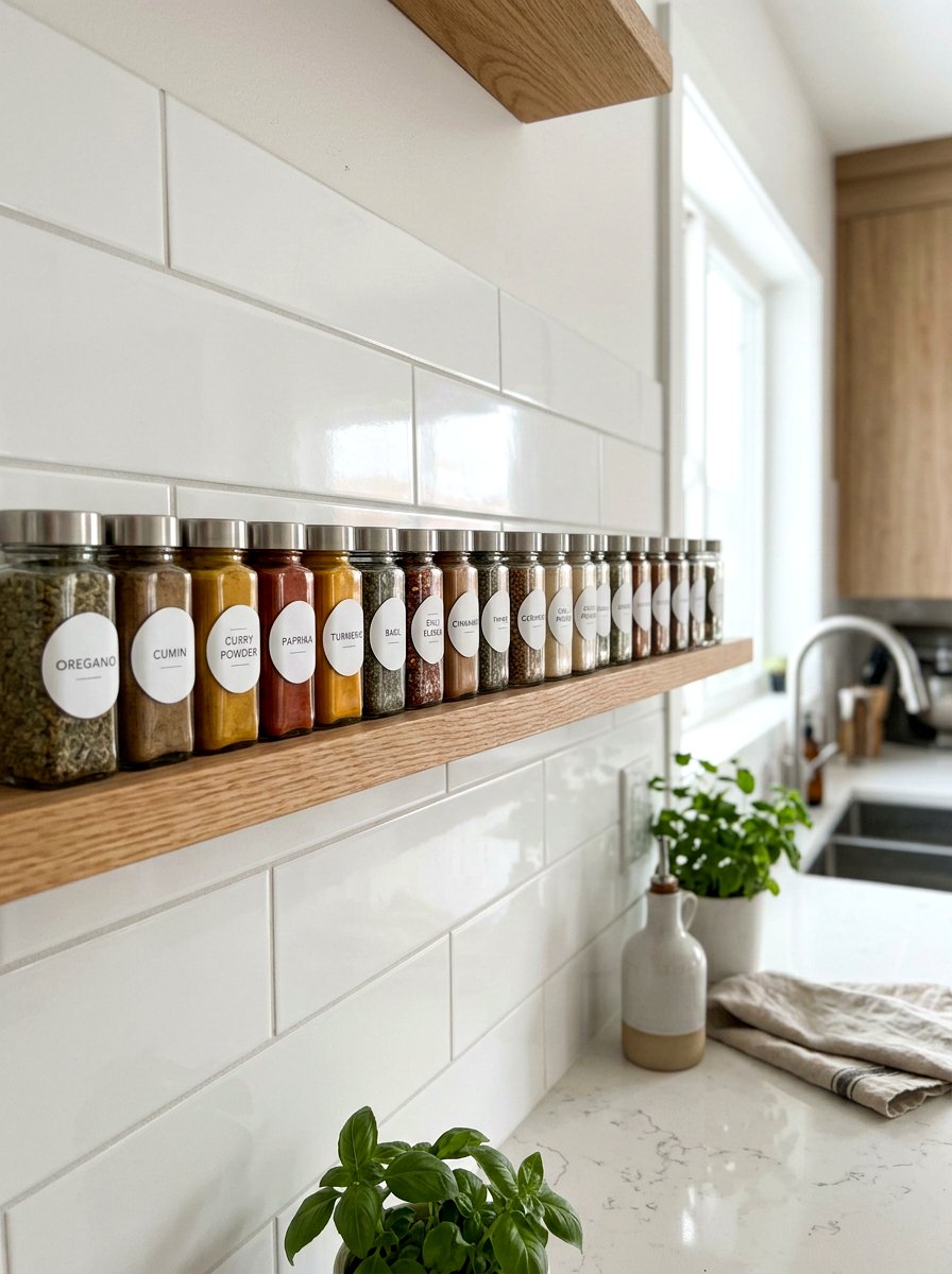 Spice jar organization - 30 open cabinet styling ideas