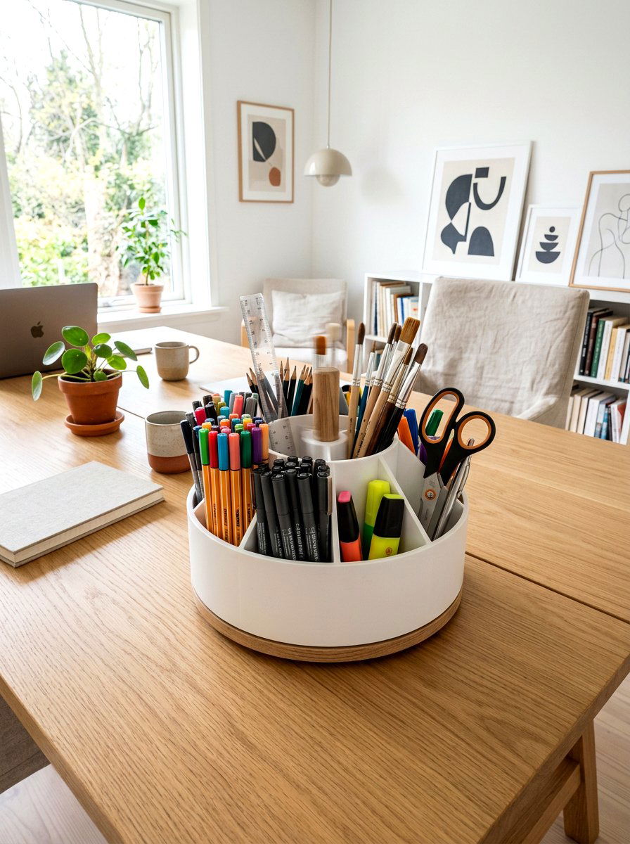 Spinning Desk Carousel - 30 organizing a craft room ideas