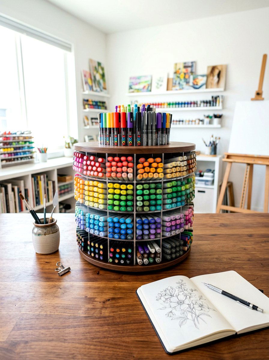 Spinning Desktop Carousel - 30 craft supply storage ideas
