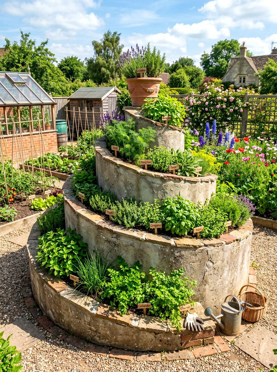 Spiral Concrete Raised Bed - 30 budget raised bed ideas