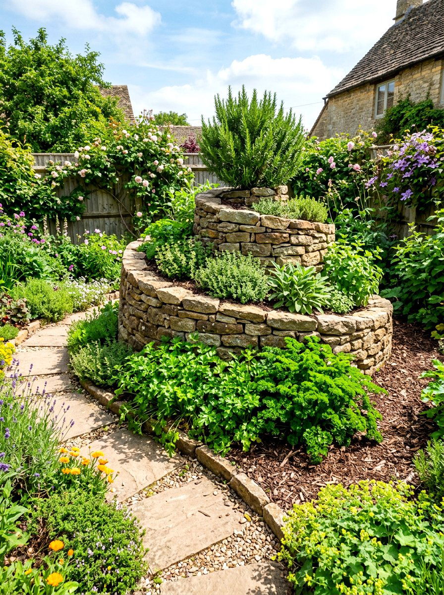 Spiral Herb Garden - 30 courtyard herb garden ideas