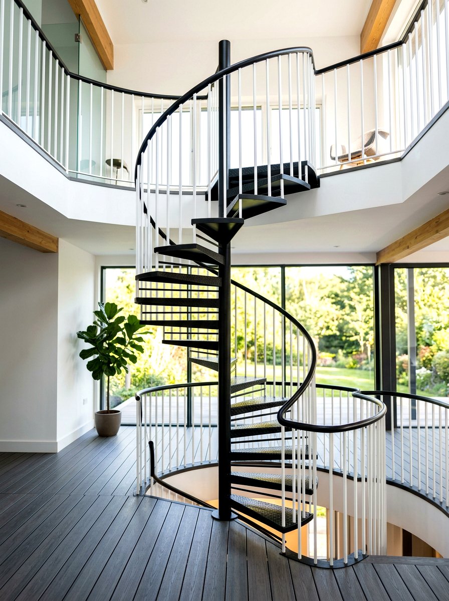 Spiral Staircase Connection - 30 two level deck ideas