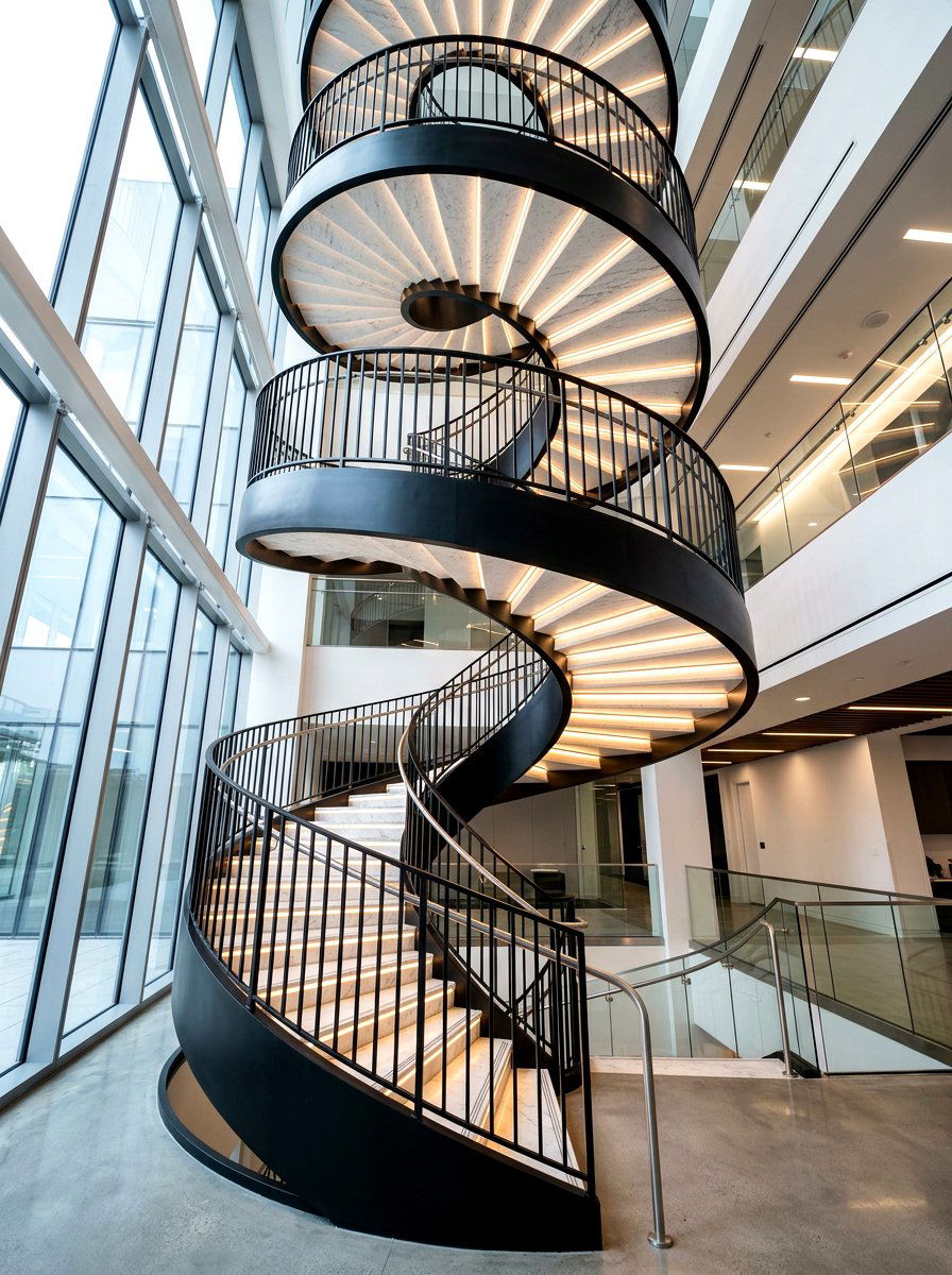 Spiral Staircase Lighting - 30 stair tread lighting ideas