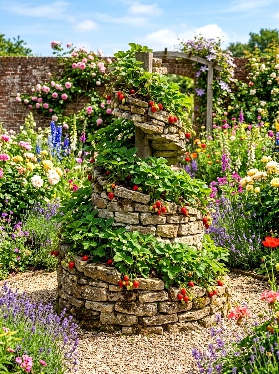 Spiral Strawberry Planter - 30 vertical strawberry garden ideas