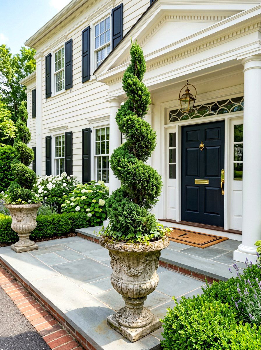 Spiral Topiary Front Door Planter - 30 front door planter ideas