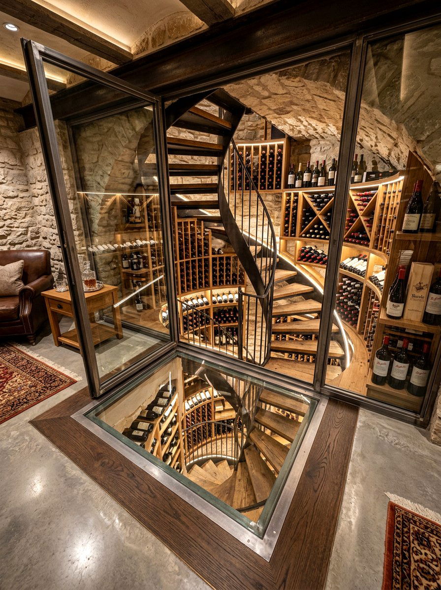 Spiral Wine Cellar Basement - 30 basement wine room ideas