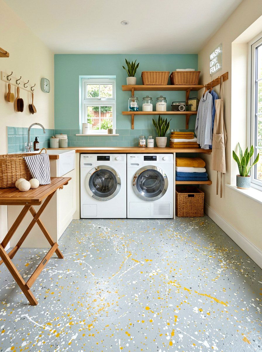 Splatter painted floor - 30 painted floor ideas