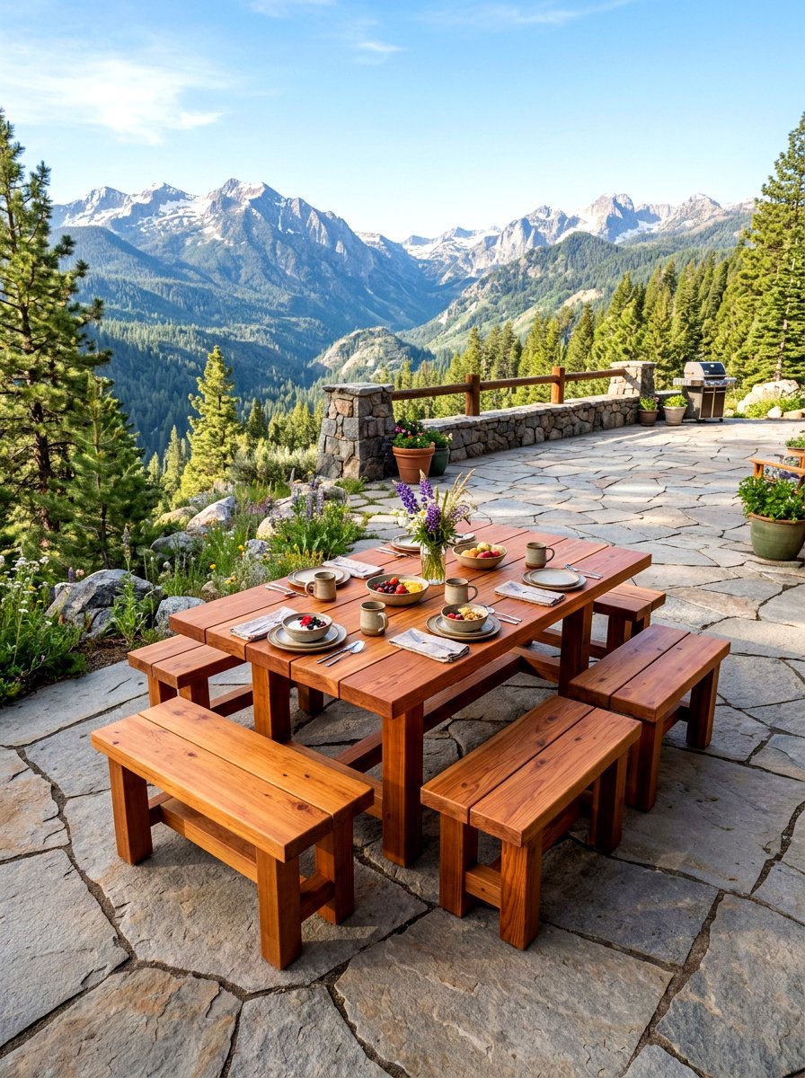 Split Bench Picnic Table - 30 picnic table patio ideas