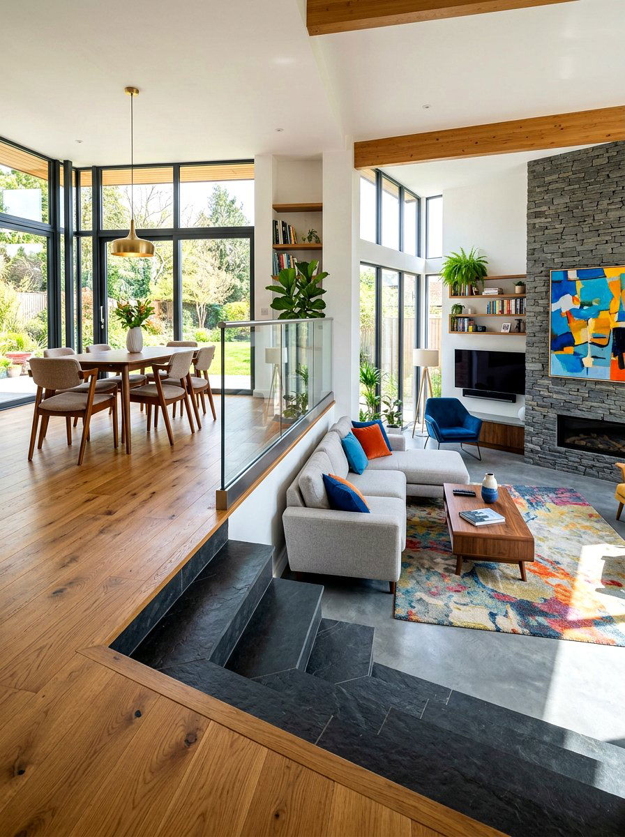 Split Level Flooring - 30 semi open floor plan ideas