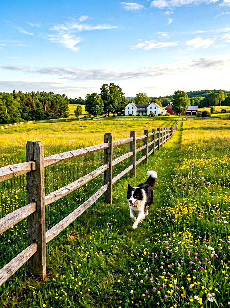 Split Rail Farmhouse Yard - 30 dog fence ideas