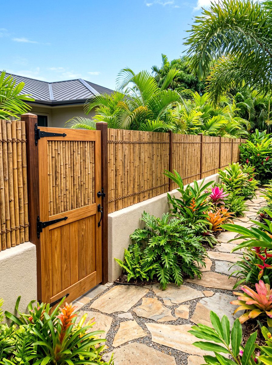 Split bamboo privacy fencing - 30 bamboo planter screen ideas
