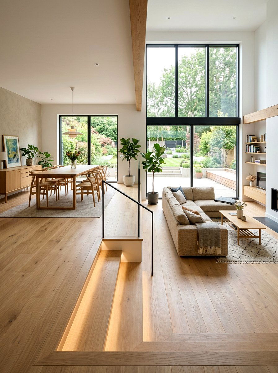 Split level floor - 30 broken floor plan ideas