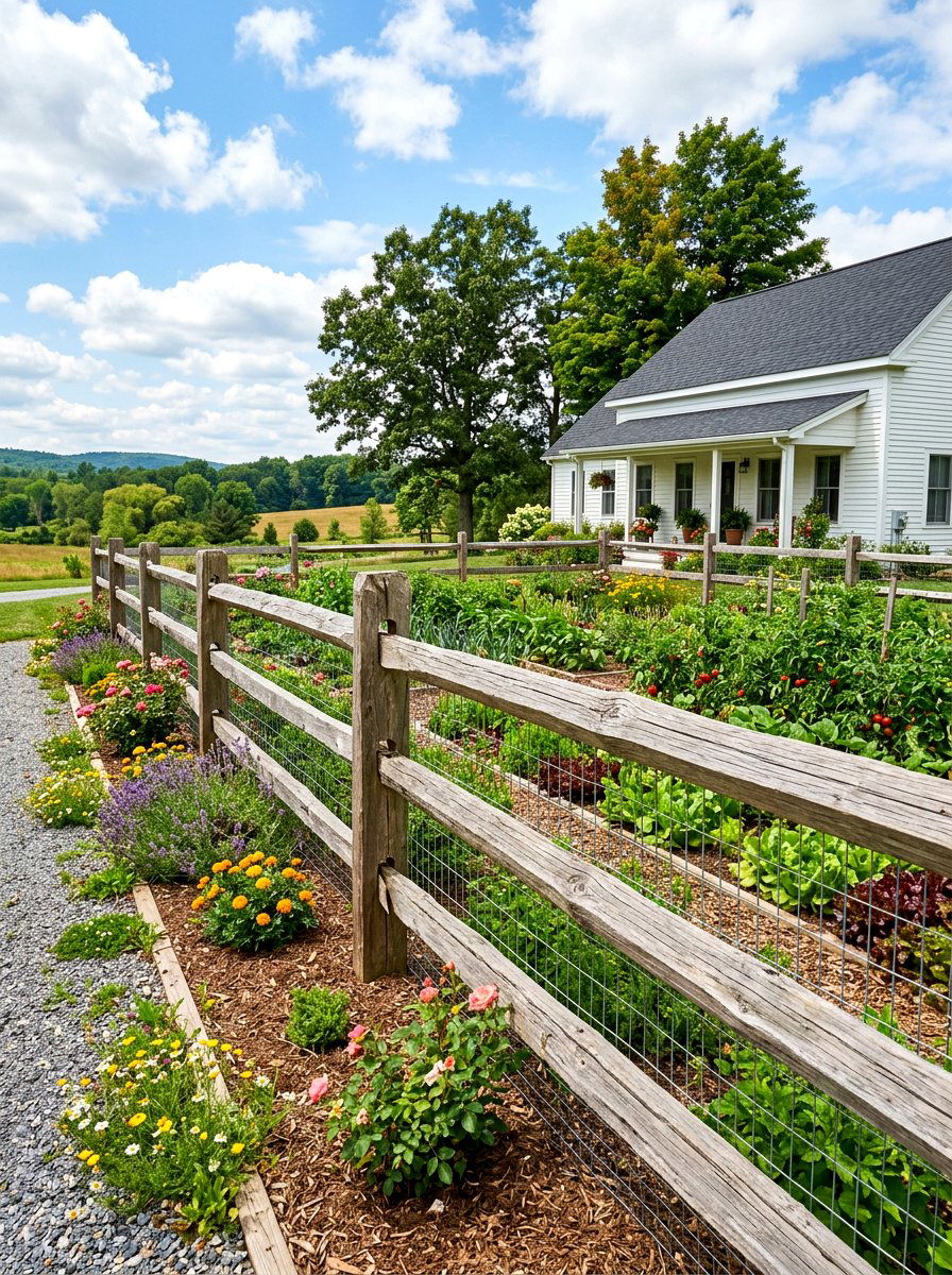 Split rail garden fence - 30 vegetable garden fence ideas