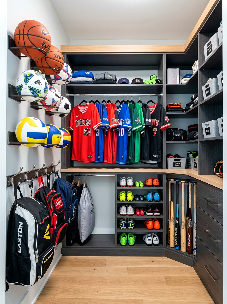 Sports Equipment Closet - 30 kids closet ideas