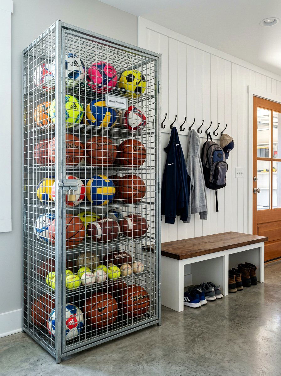 Sports Gear Ball Locker - 30 garage storage ideas