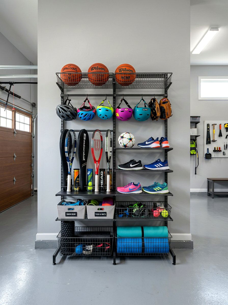 Sports Gear Organizer - 30 small garage ideas