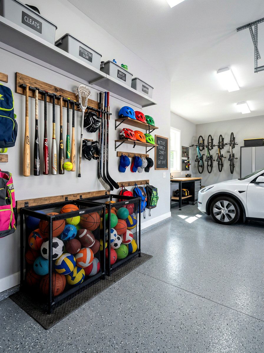 Sports Gear Organizers - 30 garage organization ideas