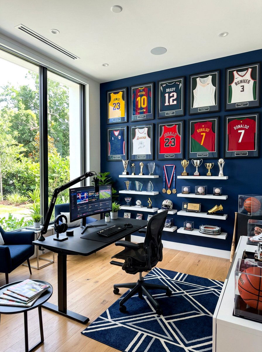 Sports Themed Home Studio - 30 masculine home studio ideas