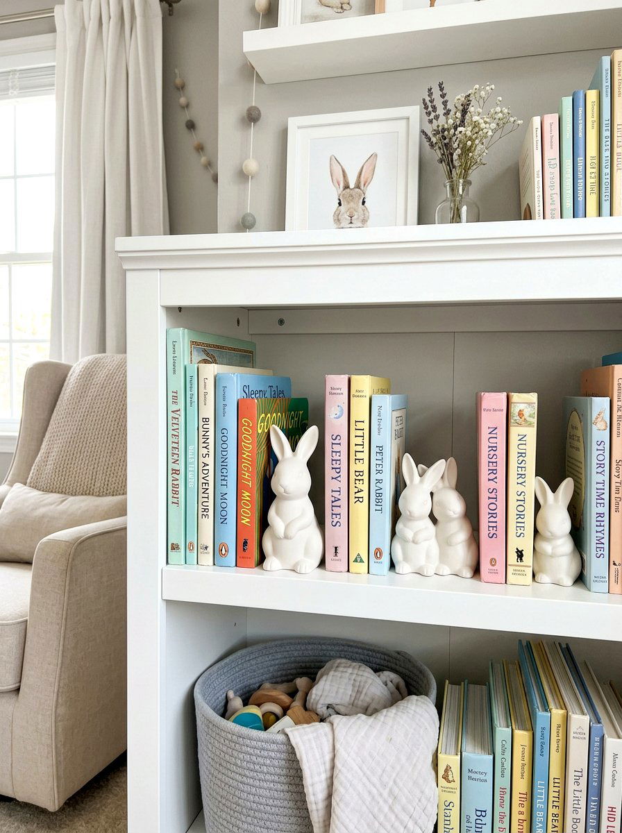 Spring Ceramic Bunny Display - 30 spring shelf styling ideas aesthetic