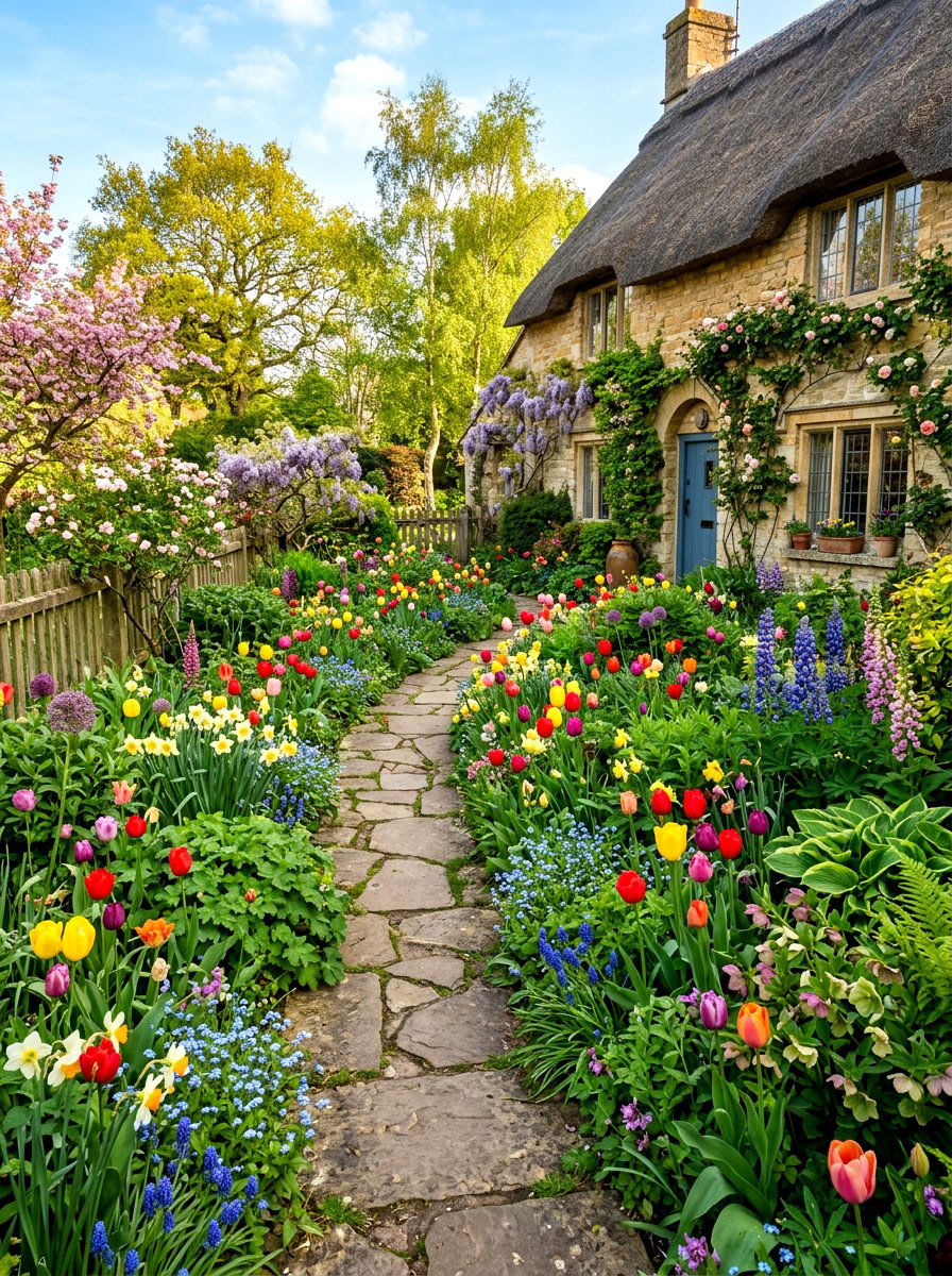 Spring Cottage Garden - 30 tulip garden ideas