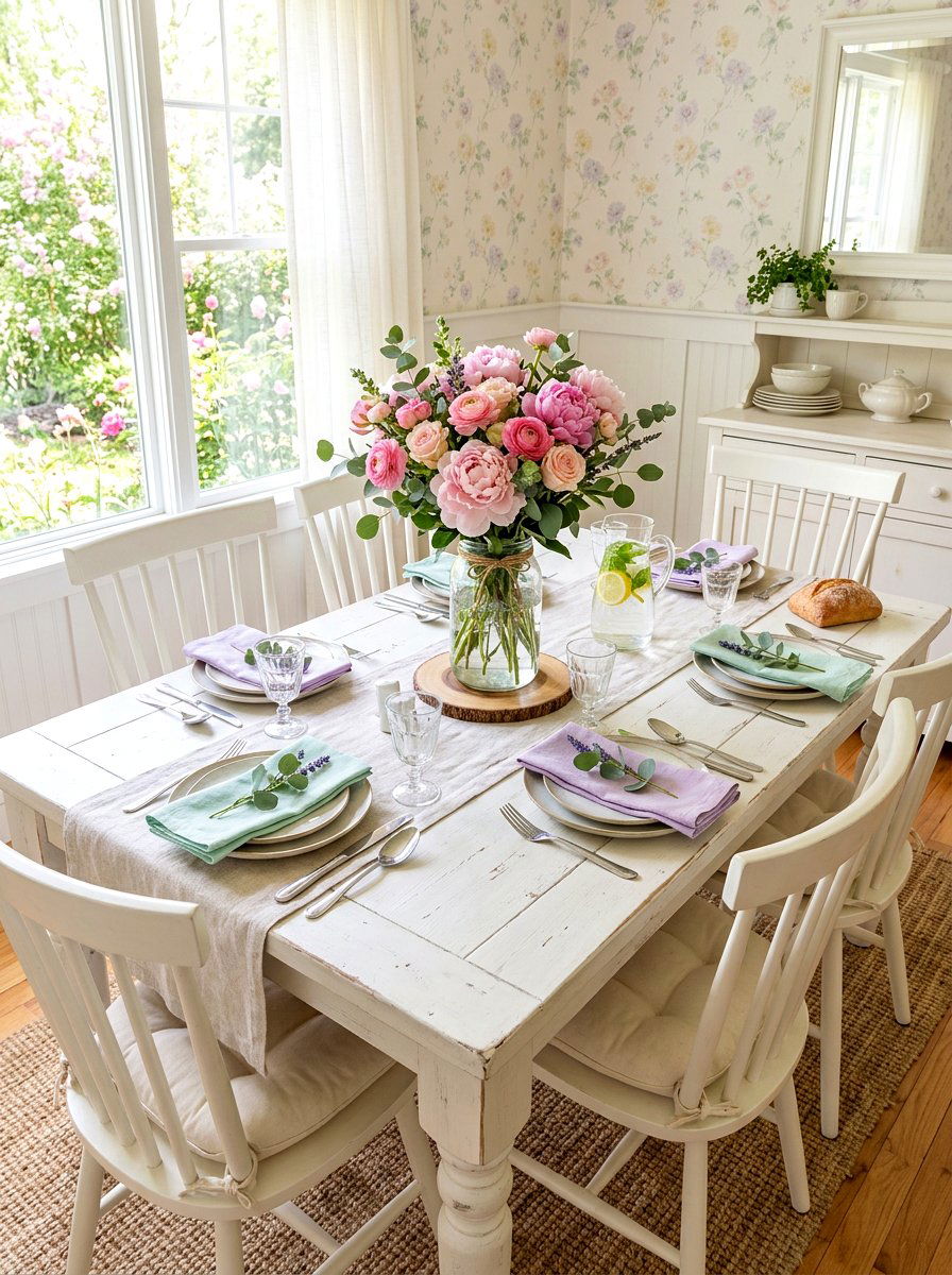 Spring Floral Table - 30 casual dinner table ideas