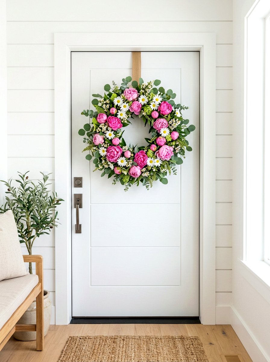 Spring Floral Wreath - 30 spring front entry ideas