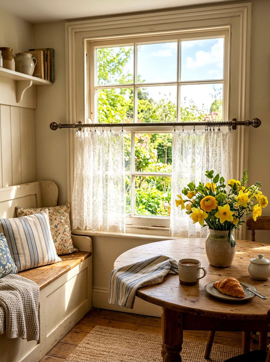 Spring Loaded Cafe Rod - 30 no drill curtain ideas