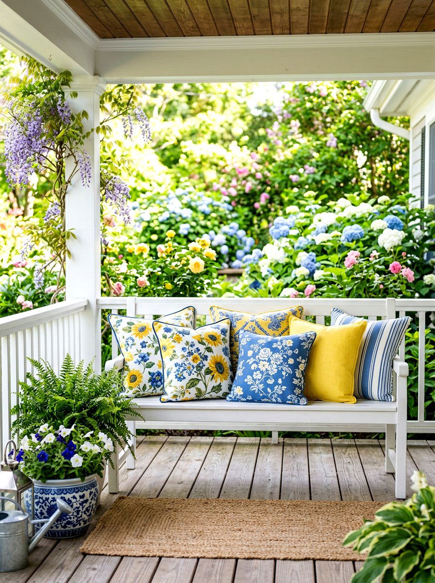 Spring Porch Pillow - 30 spring front entry ideas