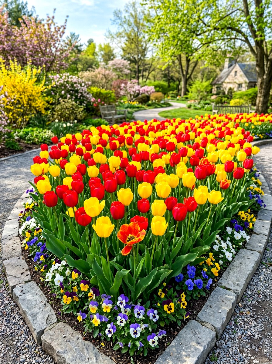 Spring Tulip Beds - 30 flower bed plant ideas
