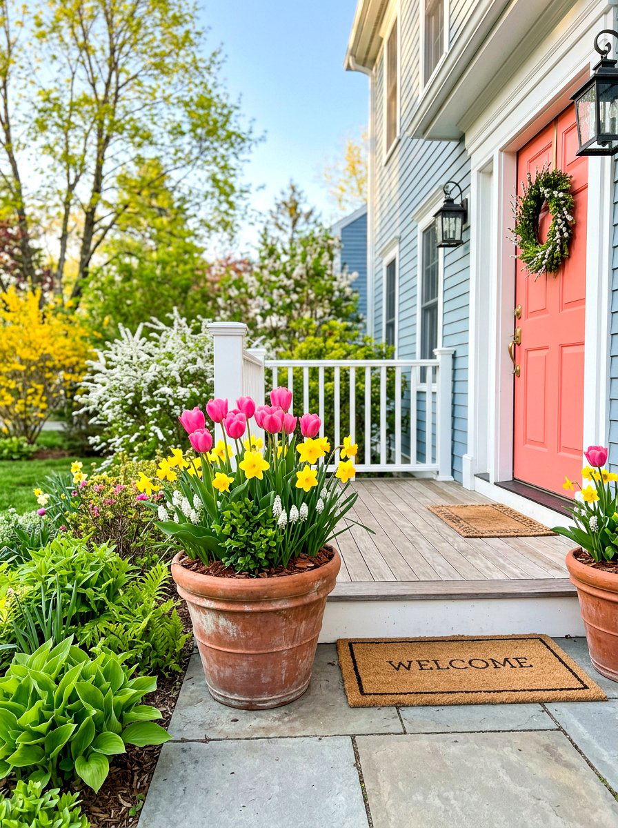 Spring Tulip Front Door Planter - 30 front door planter ideas