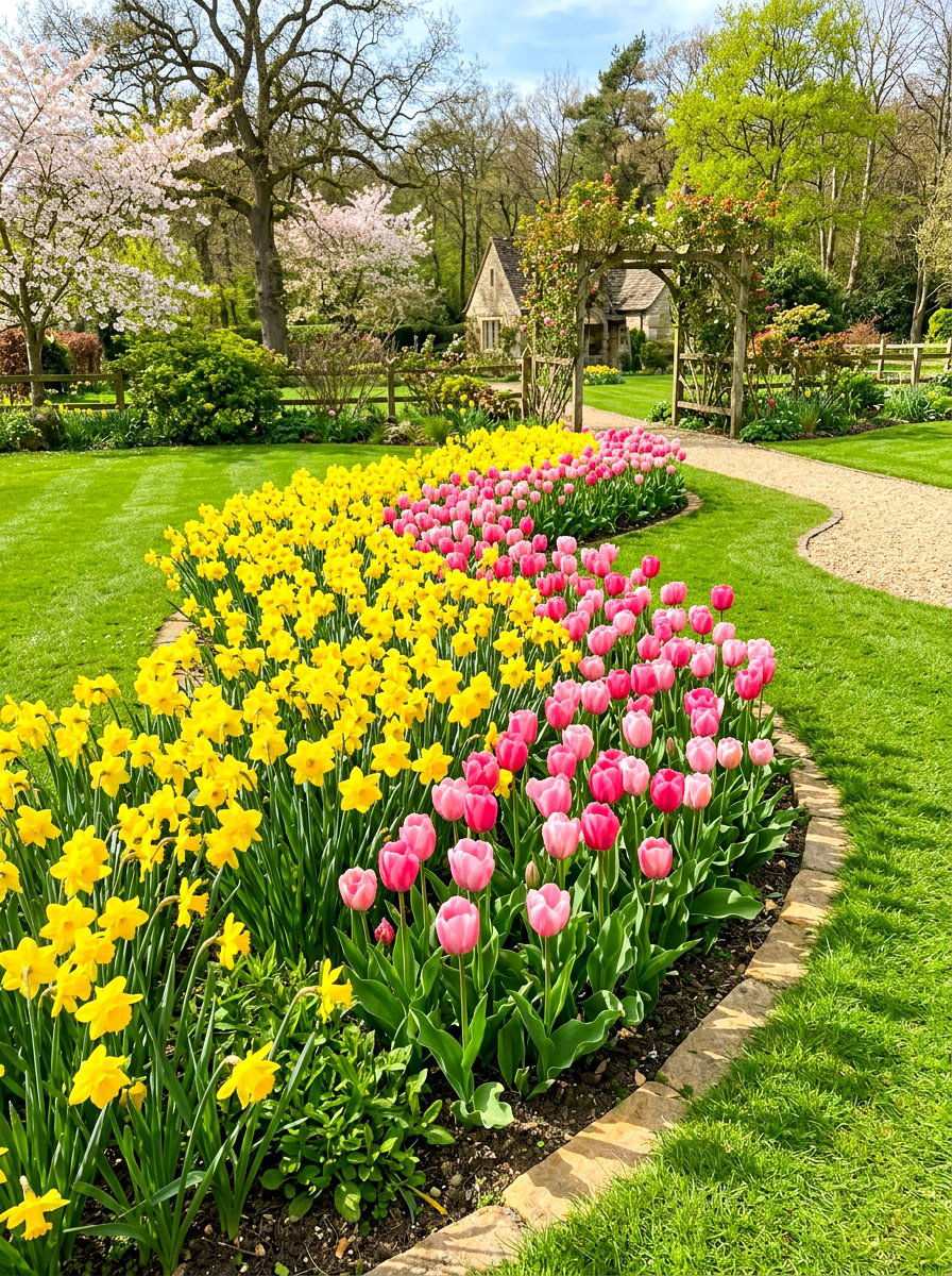 Spring bulb garden bed - 30 cottage cutting garden ideas