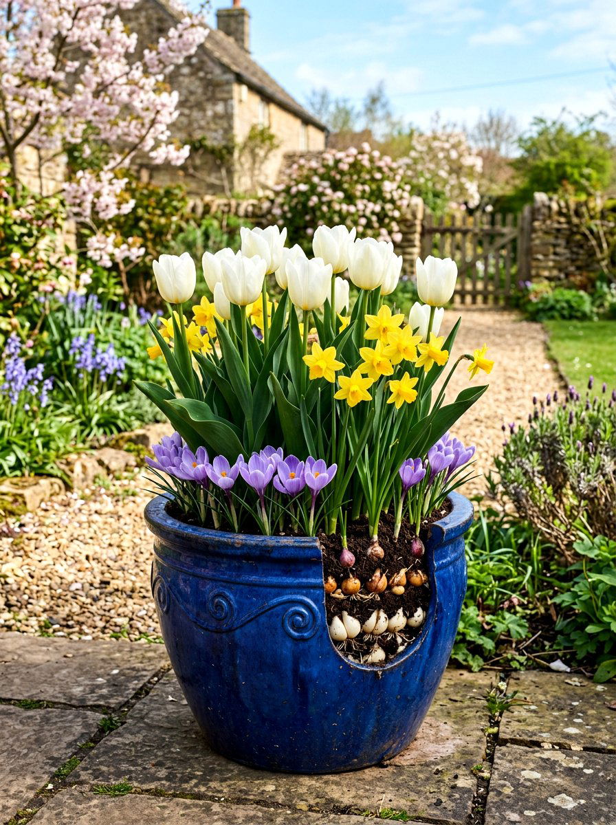 Spring bulb lasagna pot - 30 bulb layer planting ideas