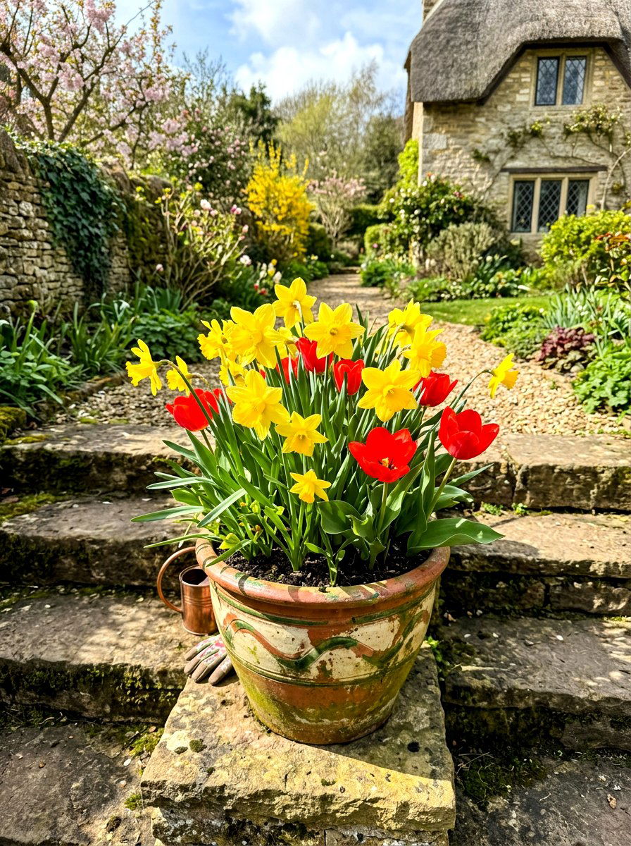 Spring bulb pot - 30 container garden ideas