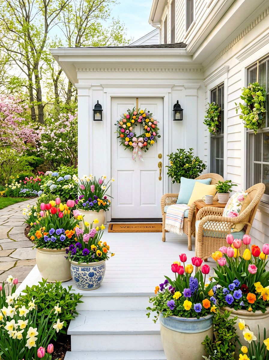Spring floral porch - 30 seasonal front porch ideas