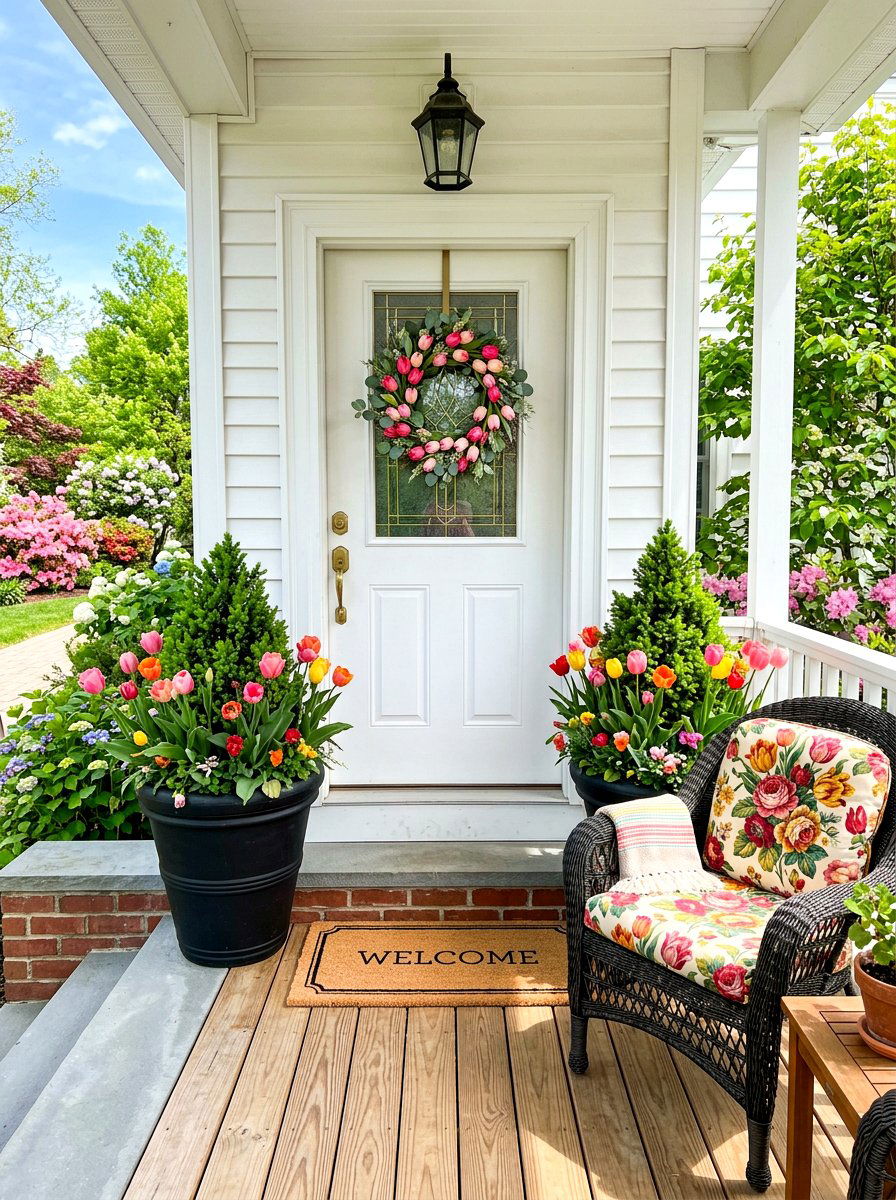 Spring porch greenery - 30 garden inspired spring decor ideas