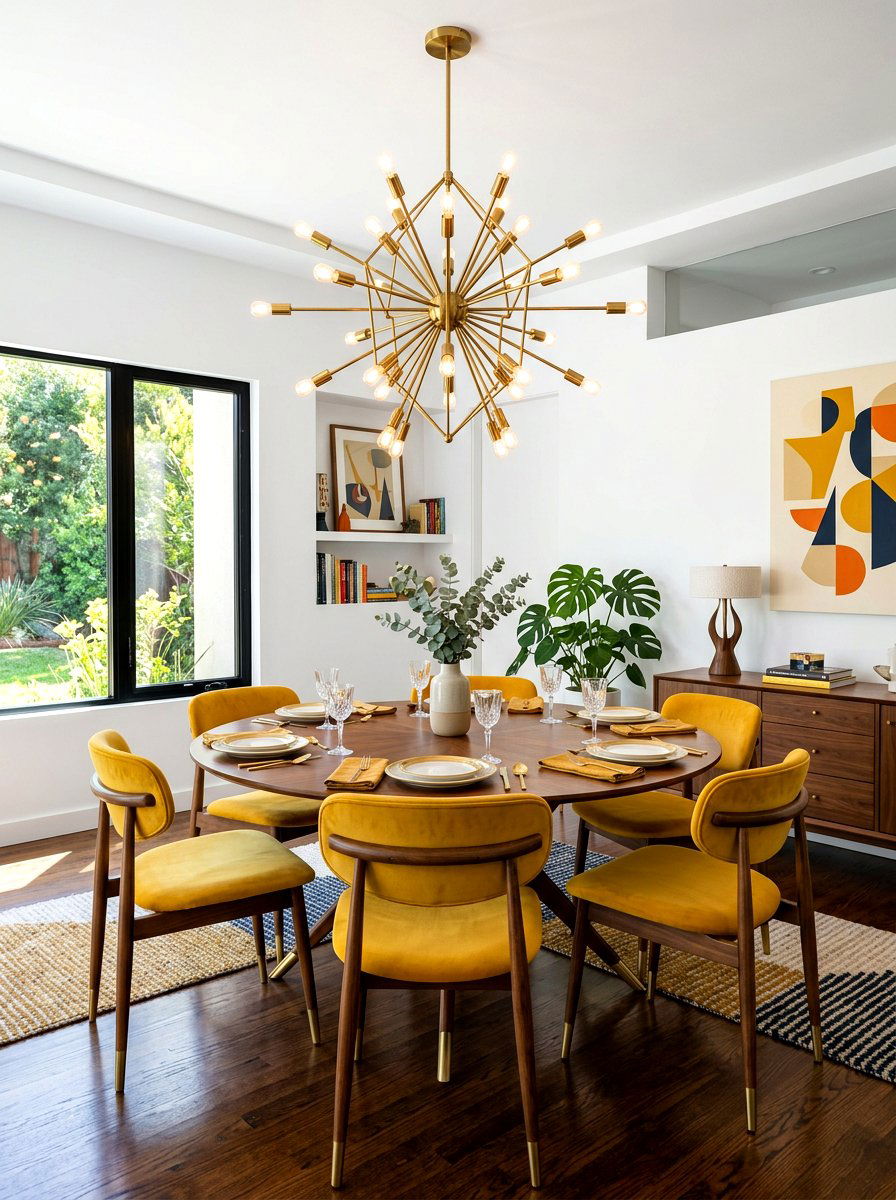 Sputnik Chandelier Dining Room - 30 retro dining room ideas