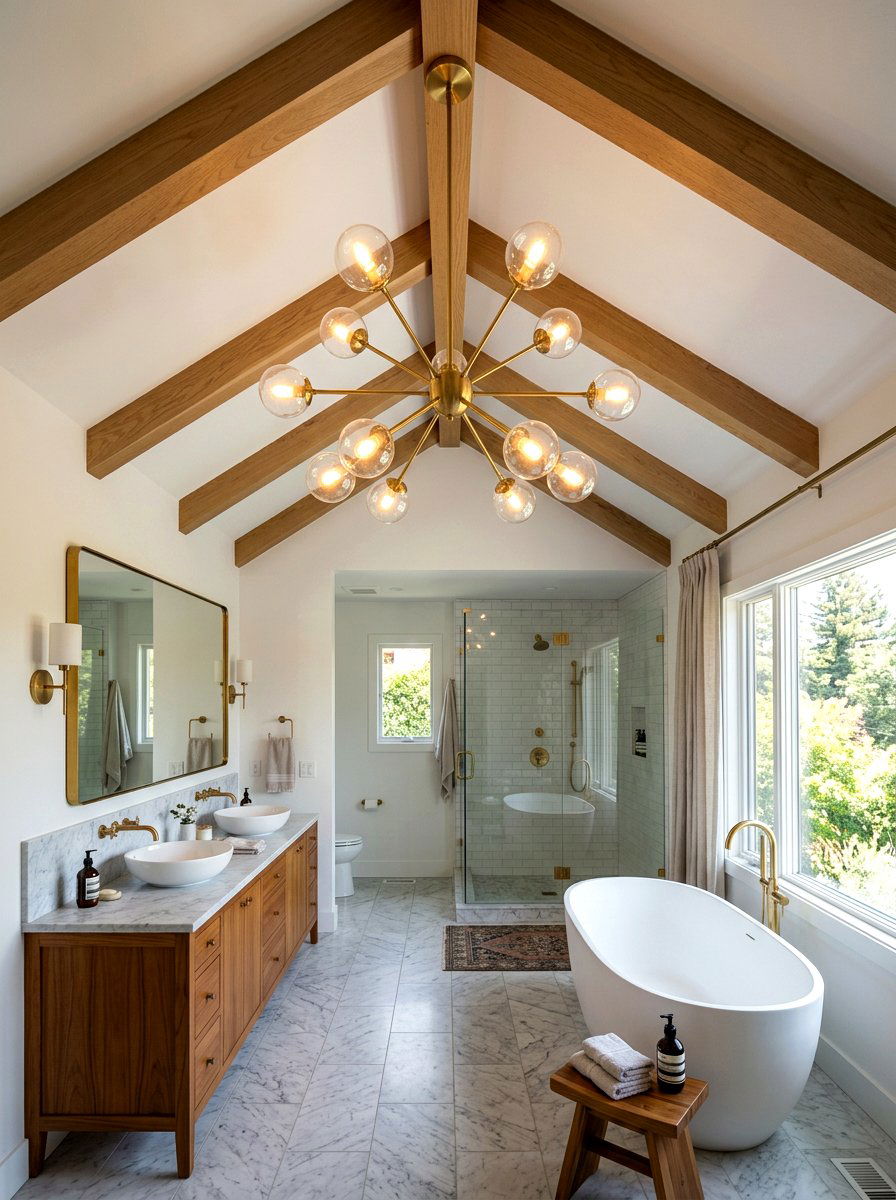 Sputnik light fixture - 30 mid century bathroom ideas