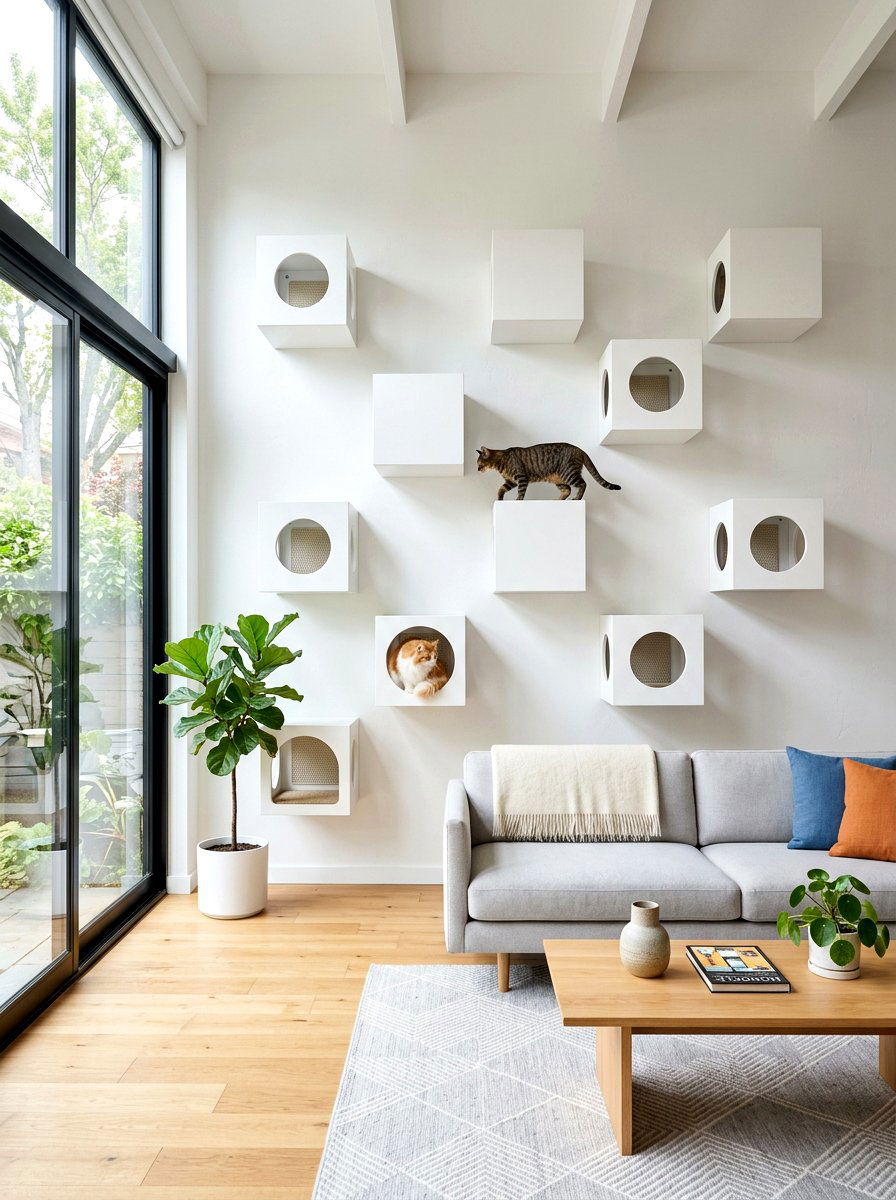 Square Cat Wall Cubes - 30 cat climbing wall aesthetic ideas