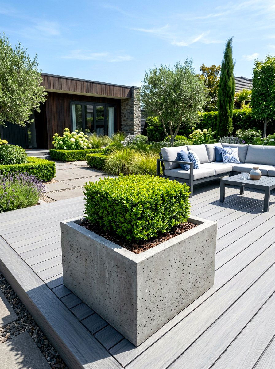 Square Concrete Deck Planter - 30 concrete planter ideas