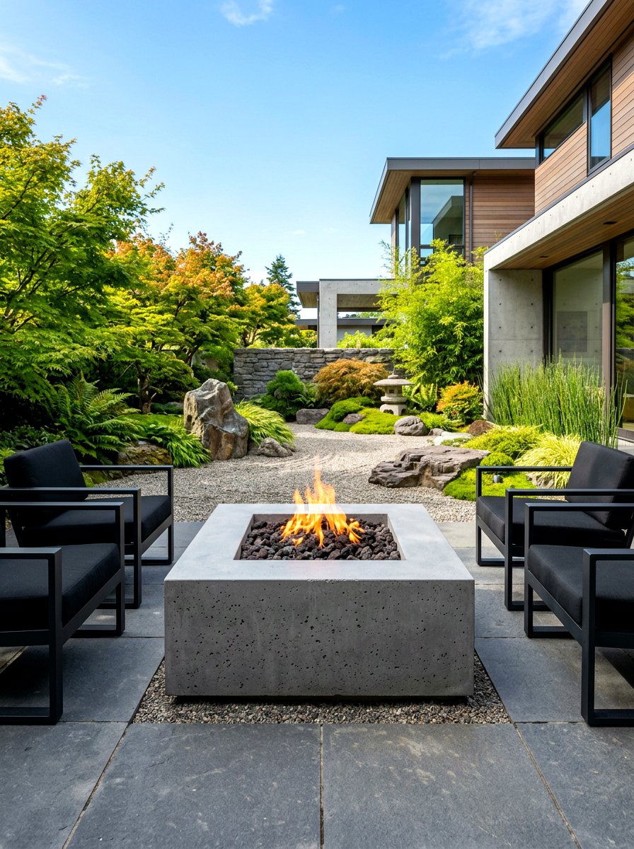 Square Concrete Fire Pit - 30 fire pit corner ideas